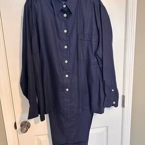 Ralph Lauren Navy Button-Up Shirt and Slacks Set